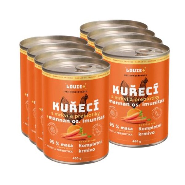 Louie konzerva Kuřecí s mrkví a prebiotiky 8x400g