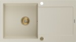 MEXEN/S - Leo granitový dřez 1 s odkapávačem 900x500 mm, béžová,+ zlatý sifon 6501901010-69-G