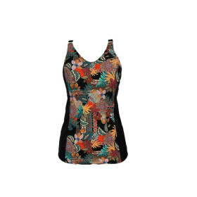 Jednodílné plavky 085 B1D181 černé s potiskem - Shepa 3XL