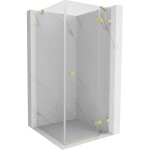 MEXEN/S - Lunar sprchový kout dveře křídlové pravá 80 x 80, transparent, zlato kartáčovaná 834-080-080-55-00-P