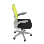 Kancelářská židle, zelená síťovina, šedý plast, kolečka na tvrdé podlahy