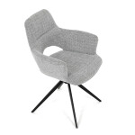 Židle jídelní, šedá látka, 360° vratný mechanismus, černý kov