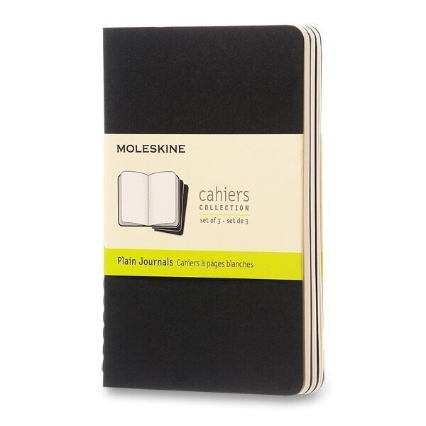 Sešity Moleskine Cahier, S, čisté, 3 ks - černý