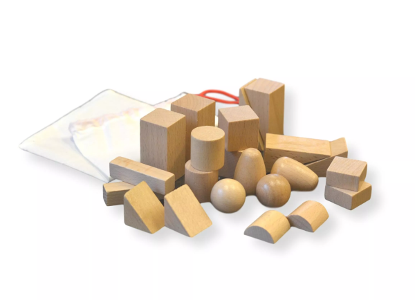 Moyo Montessori Moyo Montessori Tajemný sáček s geometrickými tvary (2 sady)
