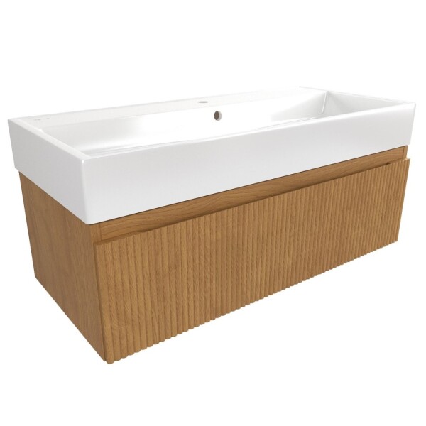 Koupelnová skříňka s umyvadlem SAT Evolution 98x30x44,5 cm dub medový mat SATEVO100DMU2 SATEVO100DMU2