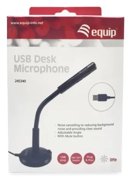 Equip stolní mikrofon USB-A černý / Stolní mikrofon / Plug Play / Redukce šumu / 1,2 m (245340)