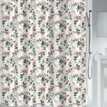 SPIRELLA Sprchový závěs JINZO motiv květin bílý / Polyester / 180 x 200 cm