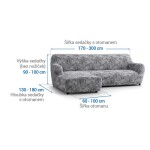 Bielastické potahy MARMO šedé sedačka s otomanem vlevo (š. 170 - 300 cm)