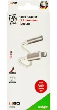 2GO Luxury bílá / Audio adaptér / Lightning na 3,5mm jack / nylonový kabel 10cm (797294)