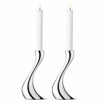Georg Jensen Svícen Cobra Mirror 20 cm – set 2 ks, stříbrná barva