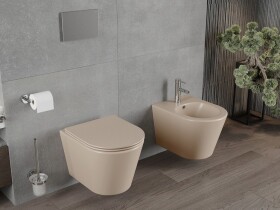 MEXEN - RICO závěsná WC mísa včetně sedátka s slow-slim, duroplast, cappuccino mat 30724064