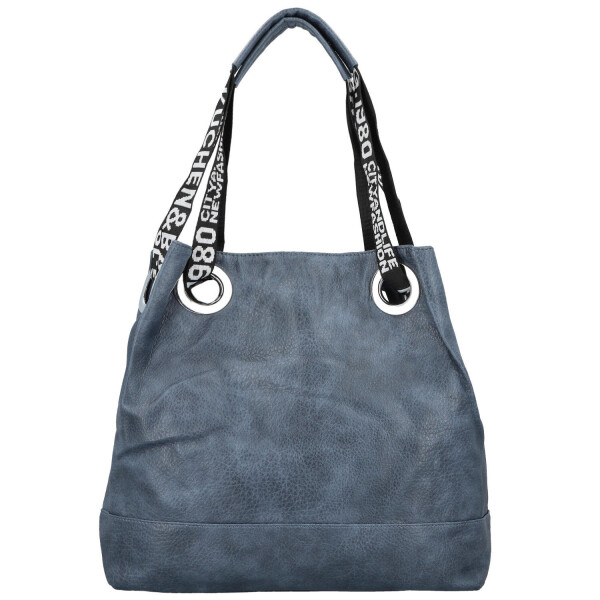 Módní dámská koženková kabelka na rameno Žanet, džínově modrá