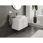 MEXEN/S - Rivel koupelnová skříňka pod umyvadlo 80 cm s deskou, 2 zásuvky, reliéf , bílá mat 91A20-08047-2-BFFC01