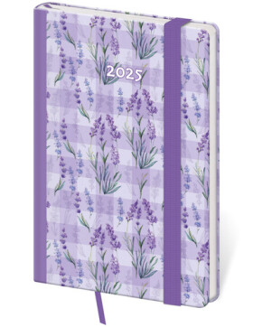 Diář 2025 Vario týdenní kapesní Lavender s gumičkou