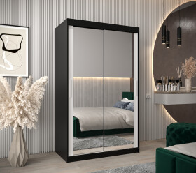Šatní skříň Abi T3 Barva korpusu: Černá, Rozměry: 120 cm, Dveře: Bílá