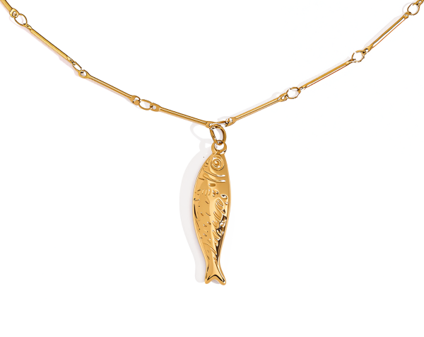 ELENYS Gold Fish – pozlacený náhrdelník 18K žluté zlato Délka: 42+5 cm / max. 47 cm