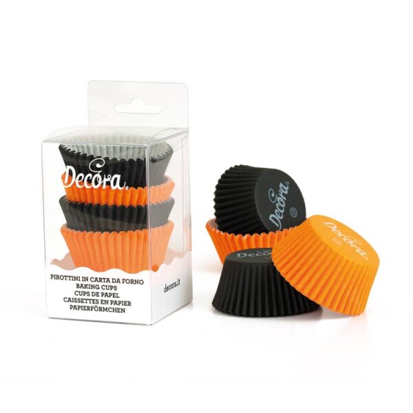 Košíčky na muffiny Decora černé a oranžové (75 ks)