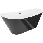 MEXEN/S - Dora volně stojící vana 150 x 75, bílá/černá, sifon a přepad růžové zlato 52071507575-60