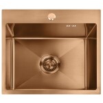 REA/S - Ocelový dřez Leo 50 BRUSH COPPER s kuchyňskou baterií KPL-06015