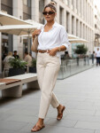 Dámské džíny regular fit high rise ecru FashionStreet UY2987 S