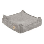PLUSH NEST PLUSH NEST Podlahový puf čtvercový z prémiového manšestru 60 × 60 cm béžový