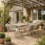 Zahradní židle, hliník, látka, béžová, AZC-C1179 CRM