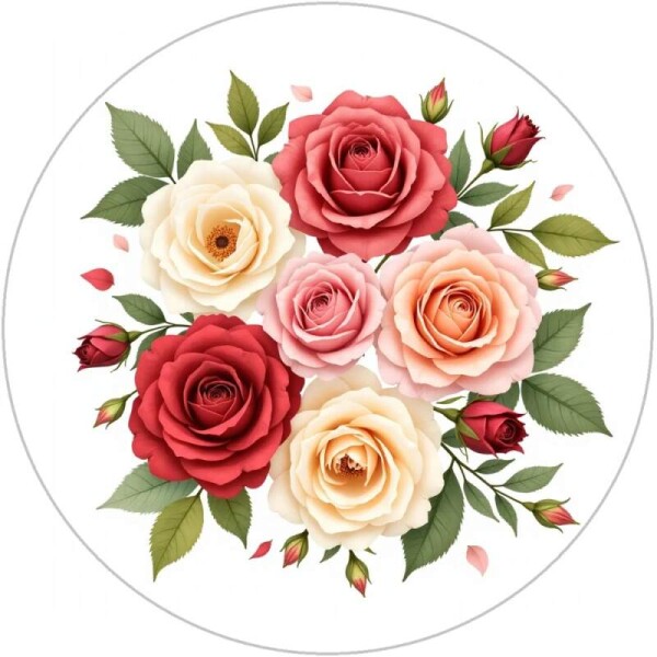Obrázek Jedlý papír na dort Kytice růží mix