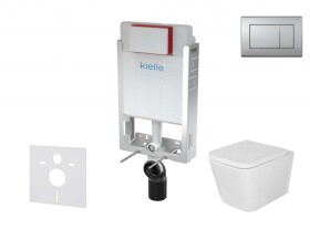Kielle - Genesis Set předstěnové instalace, klozetu Arkas I, sedátka softclose a tlačítka Gemini III, matný chrom 30505SZ35