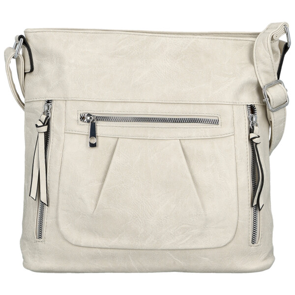 Stylová dámská koženková crossbody kabelka Minja, krémová