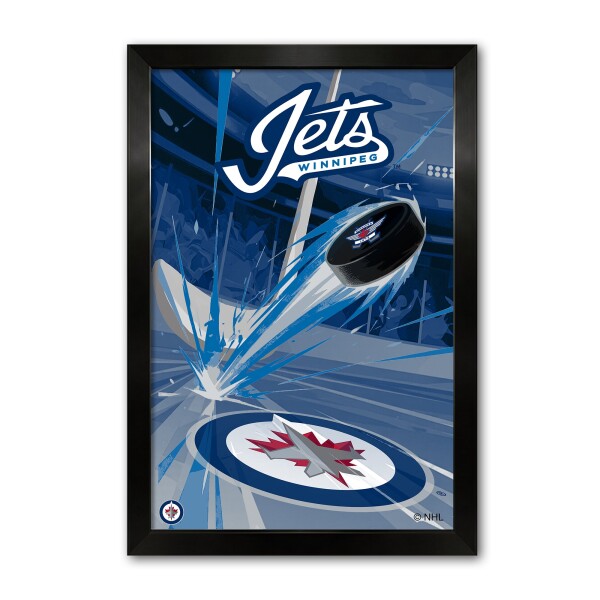 Sporticulture Fotografie Winnipeg Jets NHL Framed Hockey Puck Blast Art Print