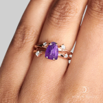 Royal Fashion prsten 18k zlato Vermeil SKA-R006-ROSEGOLD-AMETHYST Velikost: 9 (EU: 59-60)