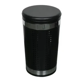 MSV koš na prádlo s polstrovaným víkem černý / ocel / 46 L (3700703950011)