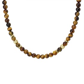 Pánský korálkový náhrdelník Christian Gold - 6 mm přírodní Tygří oko, Hnědá 55 cm