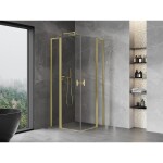 MEXEN/S - Mist L Duo sprchový kout dveře křídlové 95 x 95, transparent, zlato kartáčovaná 8A4L-095-095-55-00