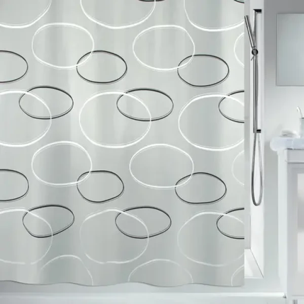 SPIRELLA ANELLO sprchový závěs motiv kruhy šedý / 180 x 200 cm / polyester