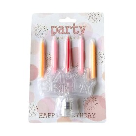 Dortisimo Svíčky oranžové, růžové a červená s LED nápisem Happy Birthday