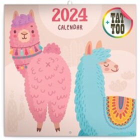 Poznámkový kalendář 2024 Šťastné lamy, 30 30 cm