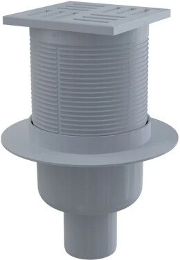Alcadrain 1 - Alcadrain Podlahová vpust 105×105/50 mm přímá, mřížka šedá, vodní zápachová uzávěra APV6111 APV6111