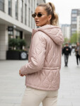 Dámská prošívaná bunda s kapucí ve světle růžové barvě FashionStreet TY5532 XXL