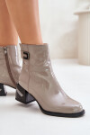 Lakované Boty Na Podpatku Zateplené MR880-093 Šedé 37