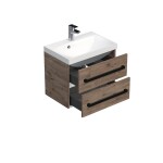 Koupelnová skříňka s černou úchytkou a umyvadlem SAT Cube Way 60x53x40 cm dub Wellington mat CUBE2C60ZDW CUBE2C60ZDW