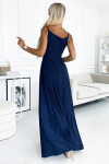 299-10 CHIARA elegantní maxi dlouhé šaty bez ramínek - GRANITE WITH BROKEN M