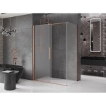 MEXEN/S - Velar sprchový kout, posuvné dveře 160 x 80 cm, dekor, měď kartáčovaná 871-160-080-31-65