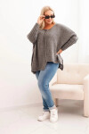 Dámský svetr Plus Size z akrylu s volným střihem a 3/4 rukávem grafitový UNI