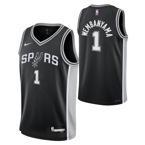 Nike Dětský dres San Antonio Spurs NBA Victor Wembanyama #1 Swingman Černá (YOUTH)