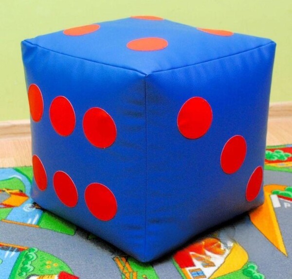 FRONTI Dětský taburet KOSTKA 35 cm - modrá + červená