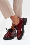 Lakované kožené dámské polobotky s přezkami Artiker 57C0336 bordó 36