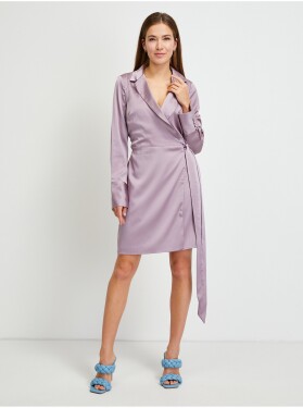 Světle fialové dámské lesklé zavinovací šaty Guess dámské