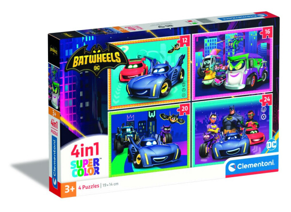 Puzzle 4v1 Batwheels 4v1 (12+16+20+24 dílků) - Clementoni
