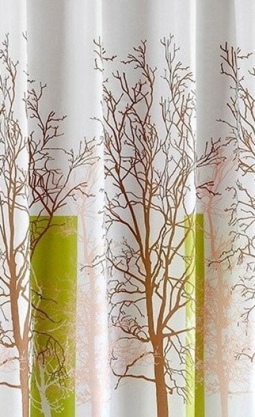 AQUALINE - Sprchový závěs 180x180cm, polyester, bílá/zelená, strom ZP009/180